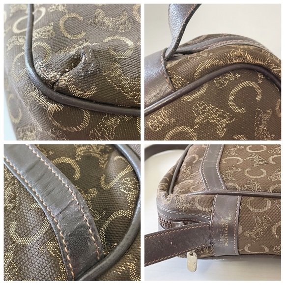 Celine vintage brown C monogram canvas and leather shoulder bag - Picture 4 of 10